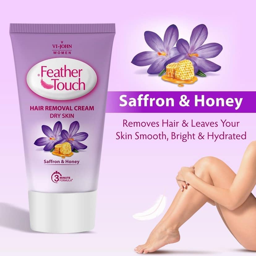 Vi-John Feather Touch Hair Removal Cream Pack Of 5, Rose 40 GM, Sandal 40 GM, Honey 40 GM, Lime 40 GM, Haldi Chandan 40 GM( 200 GM Set Of 5) view 2