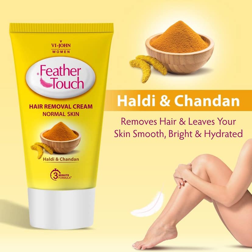 Vi-John Feather Touch Hair Removal Cream Pack Of 5, Rose 40 GM, Sandal 40 GM, Honey 40 GM, Lime 40 GM, Haldi Chandan 40 GM( 200 GM Set Of 5) view 4