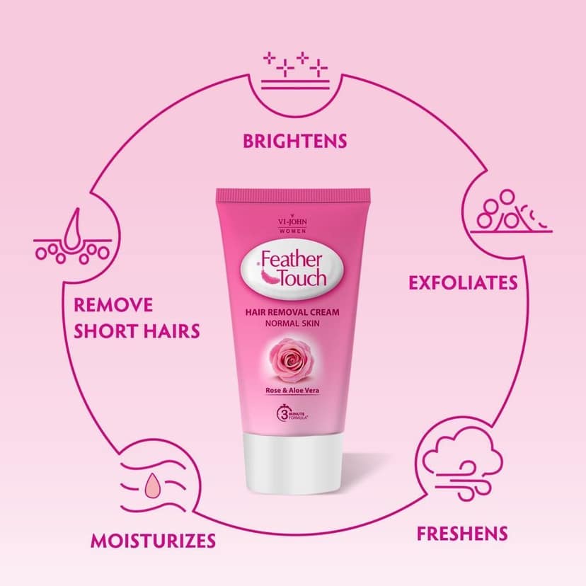 Vi-John Feather Touch Hair Removal Cream Pack Of 5, Rose 40 GM, Sandal 40 GM, Honey 40 GM, Lime 40 GM, Haldi Chandan 40 GM( 200 GM Set Of 5) view 8
