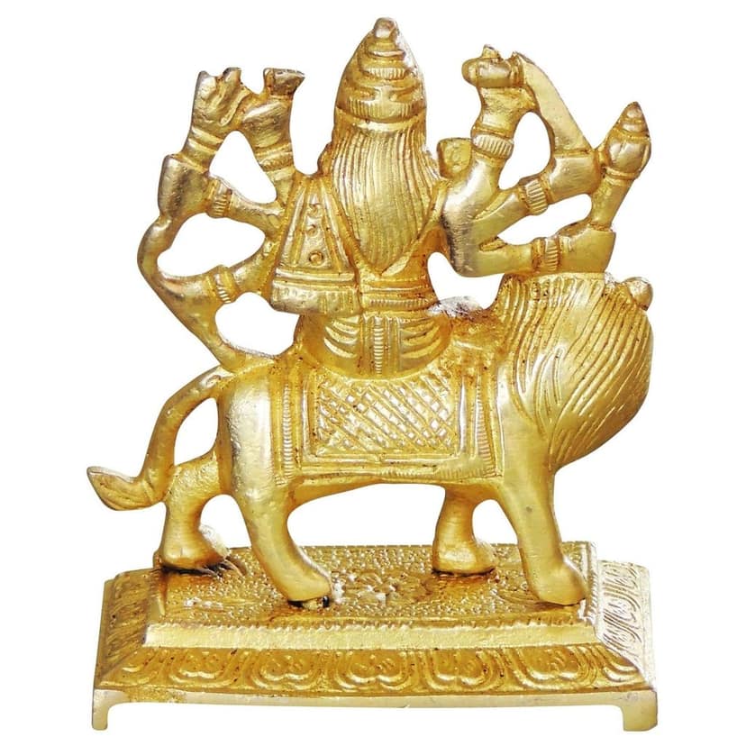 Brass Durga Ji God Idol - Premium Quality Handmade Showpiece, Height : 3.5 Inch (BSMAS1044 D) view 3