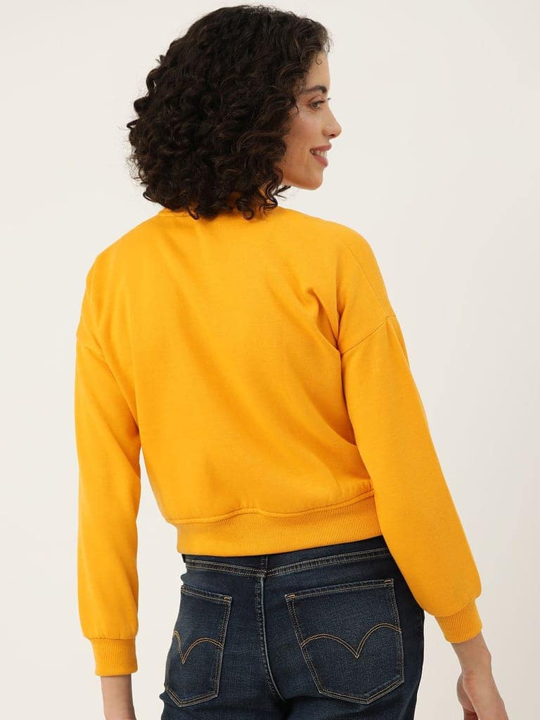 Yellow Mock Collar Fleece Sweatshirt view 2