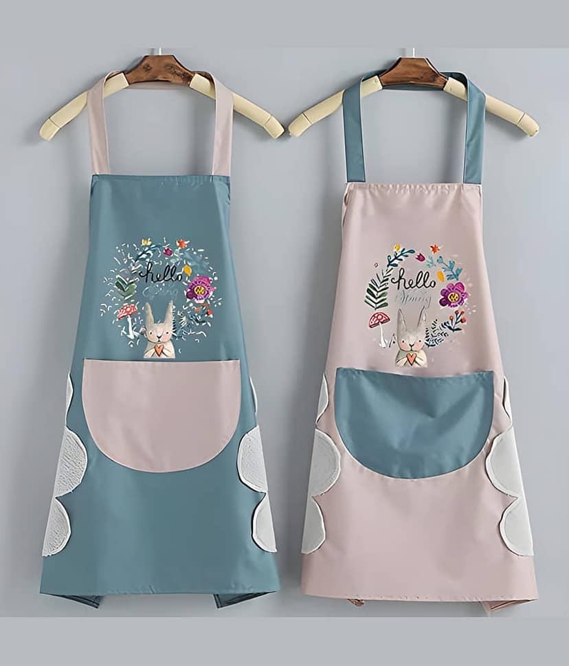 Radhe Fashion PVC Printed Kitchen Apron with 1 Center Pocket ( Pack of 1 )