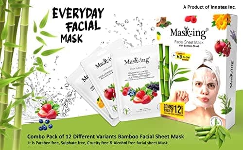 MasKing Bamboo Facial Sheet Mask of Algae & Pearl for Skin Toning Ideal for Women & Men, 20ml each (Pack of 2) view 9
