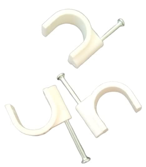 5 MM Circle Cable clips white with single nail pack of 100 pics