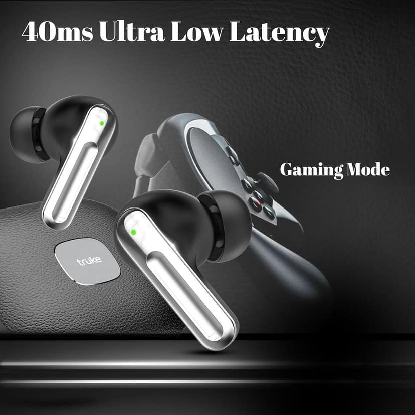 truke Mega 9 New Launch True Wireless in Ear Earbuds W/ 24-Bit Lossless Spatial Audio, 70H Battery Fast Charge Ear Buds (Charcoal Black) view 7