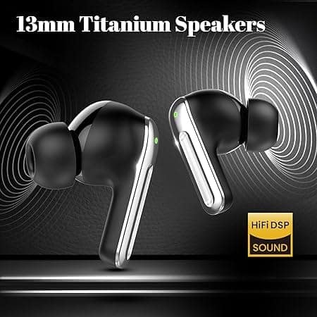 truke Mega 9 New Launch True Wireless in Ear Earbuds W/ 24-Bit Lossless Spatial Audio, 70H Battery Fast Charge Ear Buds (Charcoal Black) view 8