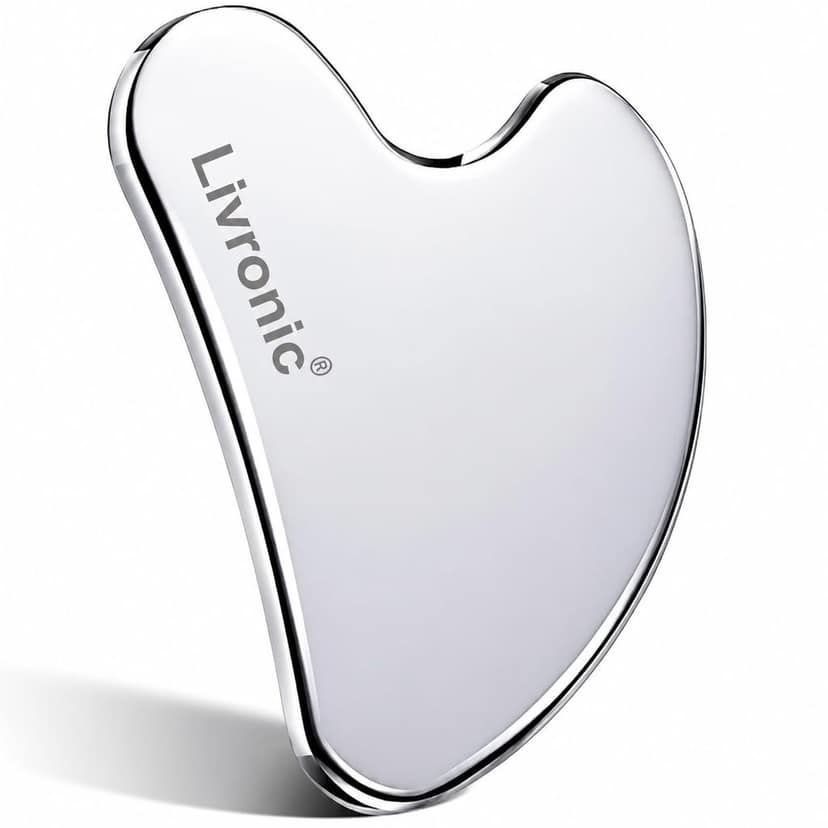 Livronic® Premium SS Gua Sha Tool For Face | 100% 304 Stainless Steel Gua Sha | Facial Tools Metal Gua Sha | Tighten Skin Care Tools | Beauty Tool For Body Eyes Neck Massager Lymphatic Drainage, Sculpting & Neck Massage (130 GM)