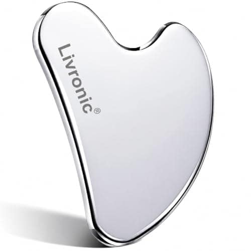 Livronic® Premium SS Gua Sha Tool For Face | 100% 304 Stainless Steel Gua Sha | Facial Tools Metal Gua Sha | Tighten Skin Care Tools | Beauty Tool For Body Eyes Neck Massager Lymphatic Drainage, Sculpting & Neck Massage (130 GM) view 2