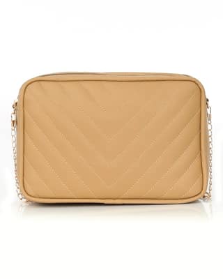 AUTHENTIC AK Women Plain SLG Chain Beige Hand Bag A538 - Elegant and Versatile