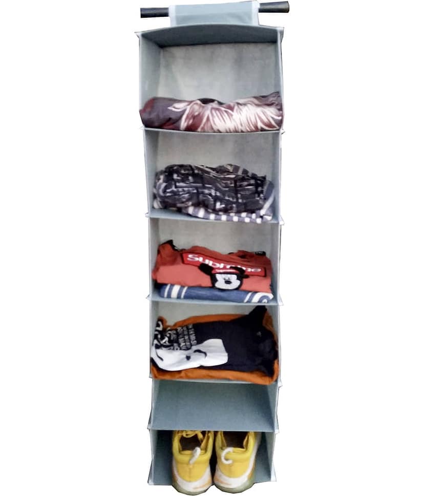 Sh Nasima Hanging 3 Shelf Closet Cloth Organizer Wardrobe Organiser Hanging Organizer for Almirah Regular Organizer Pack Of 1