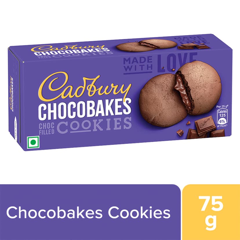 Cadbury Chocobakes ChocFilled Cookies, 75 g view 2