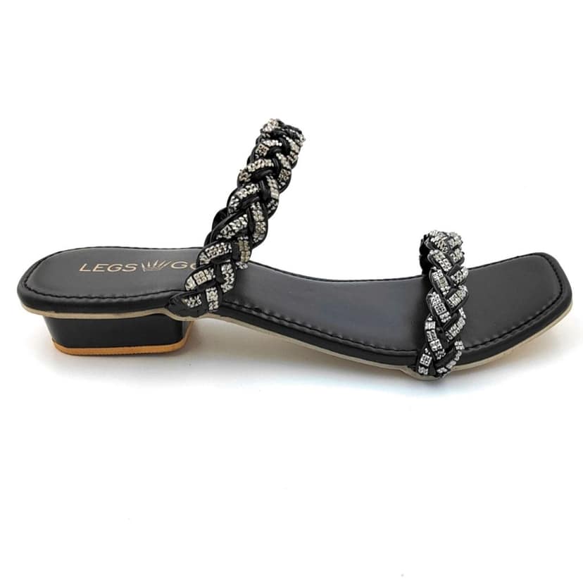LEGS GO Black Open Toe Sandals for women , Casual and Ethnic Wear Women Sandals