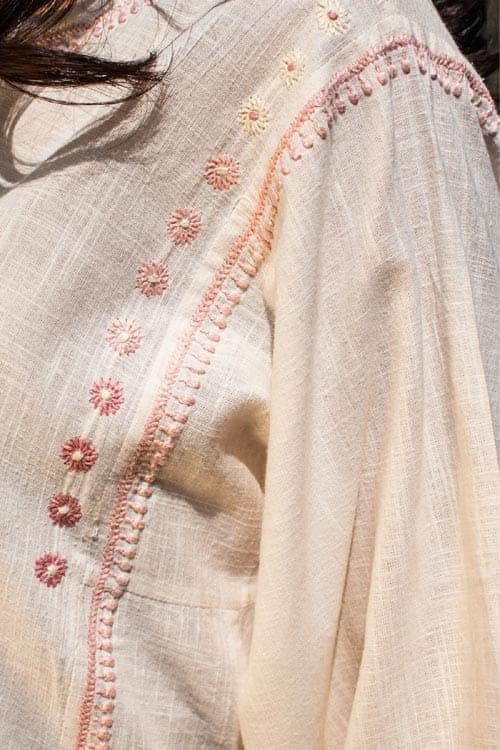 Avani Chikankari Off White Pure Cotton 3Q Sleeve Straight Kurta view 5