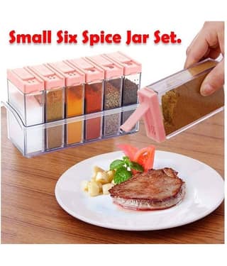 Vmoni 6 pcs Jar Spice Rack | Masala Box Storage Containers for Pepper Salt | Spice Container | Masala Box