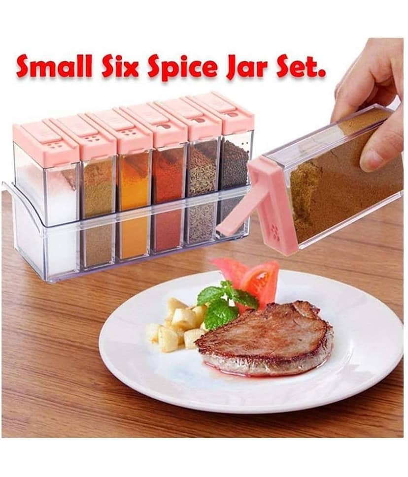 Vmoni 6 pcs Jar Spice Rack | Masala Box Storage Containers for Pepper Salt | Spice Container | Masala Box