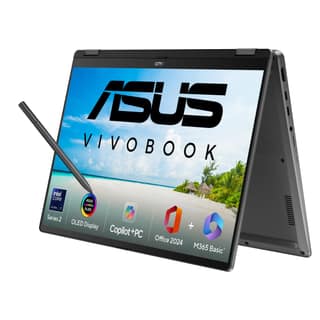 ASUS Vivobook 14 Flip, Intel Core Ultra 7 (Series 2), Intel Arc iGPU,47TOPS,16GB,512GB,FHD+, OLED Touch screen,14", Windows 11,M365 Basic (1Yr)*,Office24,Gray,1.57 kg, TP3407SA-QL025WS, Copilot+ AI PC ASUS Vivobook 14 Flip, Intel Core Ultra 7 (Series 2),