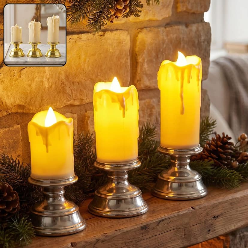 Plastic Flameless LED Candle Set with Pedestal Stand for Decoration view 2
