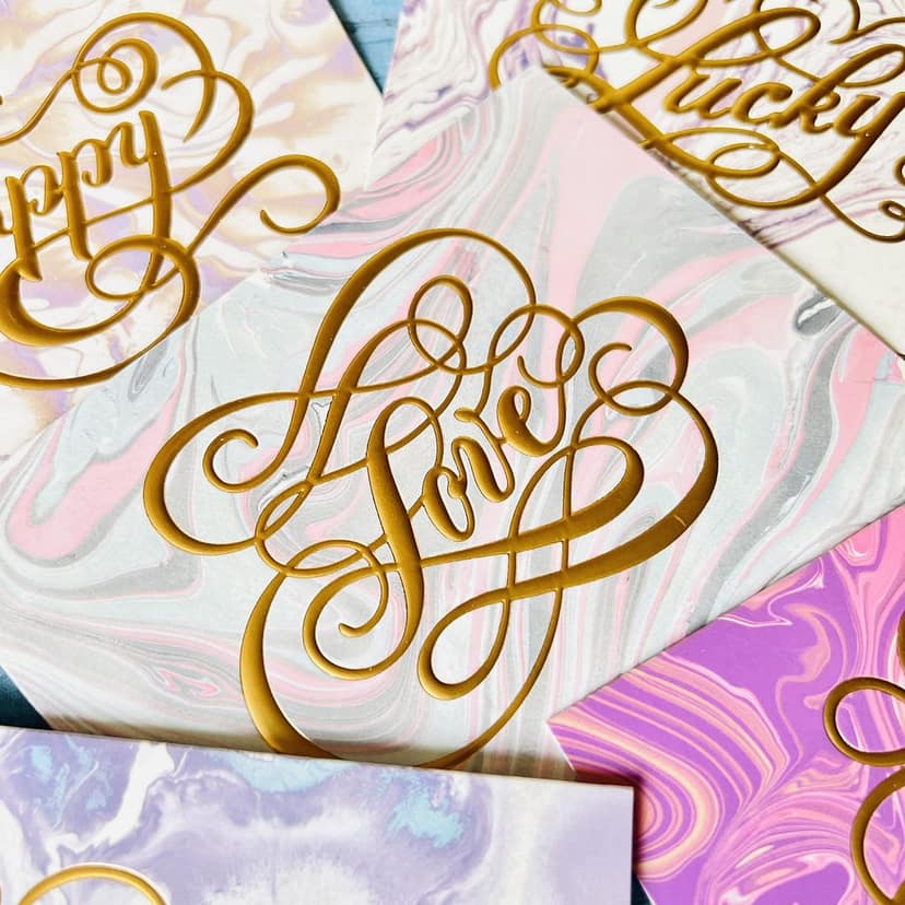 Rack Jack best wishes greeting card with gold foiling - pink view 6