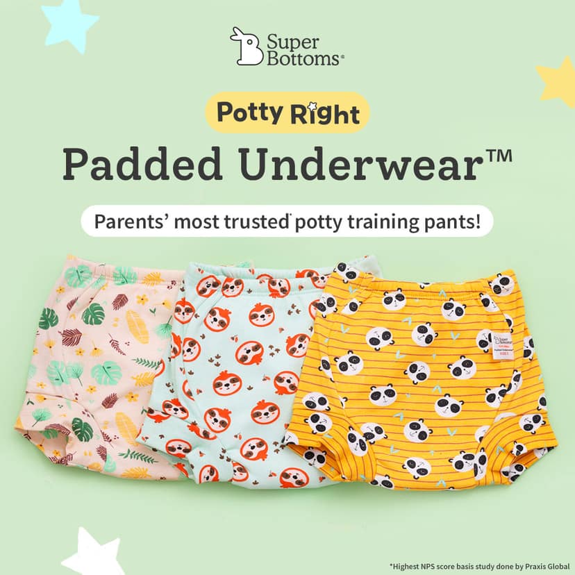 SuperBottoms Padded Underwear 3-4Y | Potty Training Underwear Pack of 3