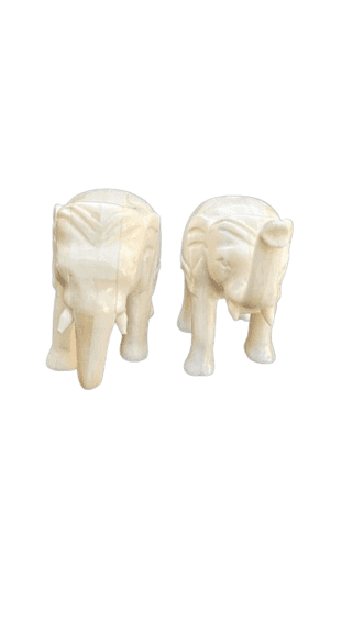 Jakir Hussain Bone Elephant Showpiece Your House Offices , Living Room Gift for Elephant Lovers, Birthday, Housewarming | Set Of 2