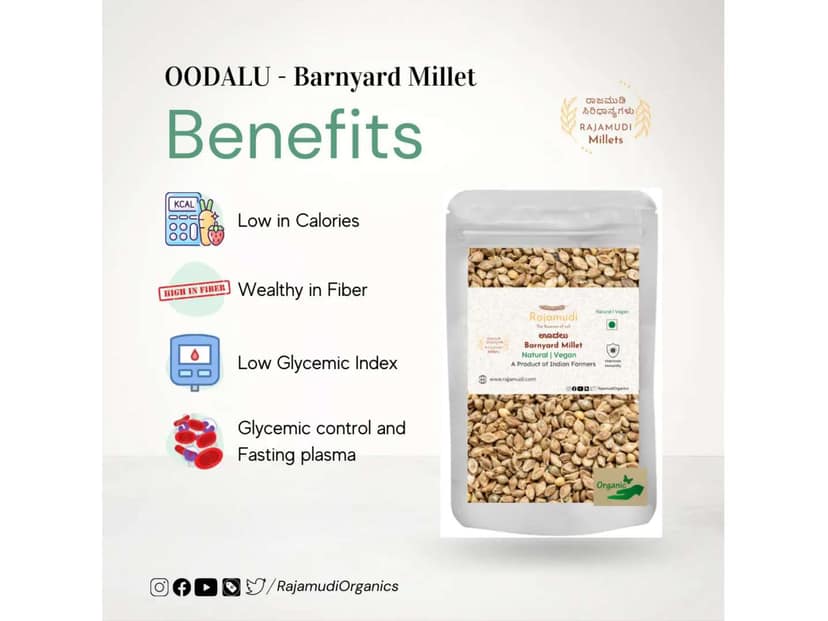 Rajamudi Organics Oodalu - Barnyard Millet - 2 Kilogram view 2