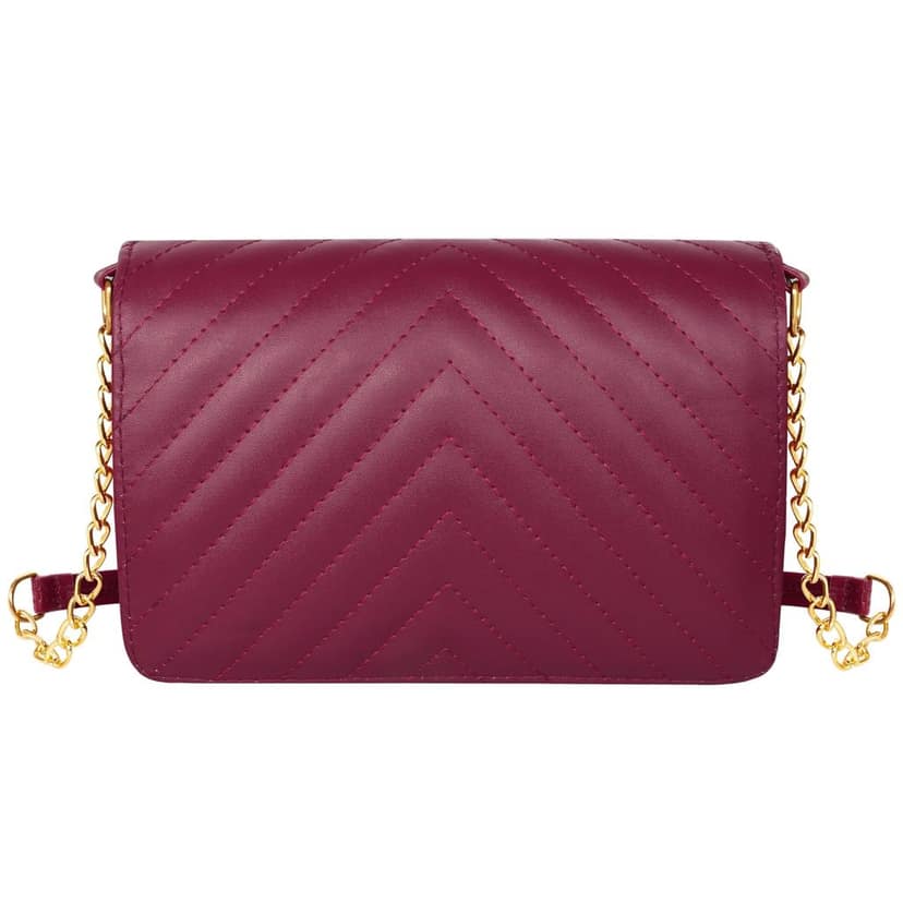 LOREM Quilted Crossbody Handbag, Faux Leather, Gold Chain Strap, Magnetic Lock view 4