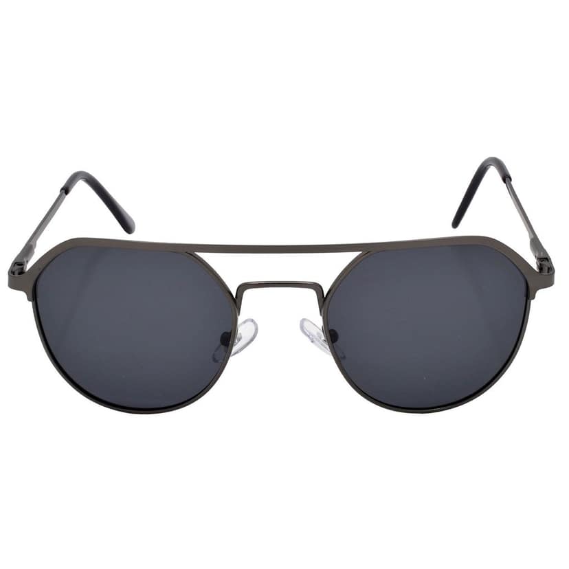 Stylish Round Full-Frame Metal Polarized Sunglasses for Men and Women | Black Lens and Grey Frame | HRS-KC1012-GRY-BK-P view 3