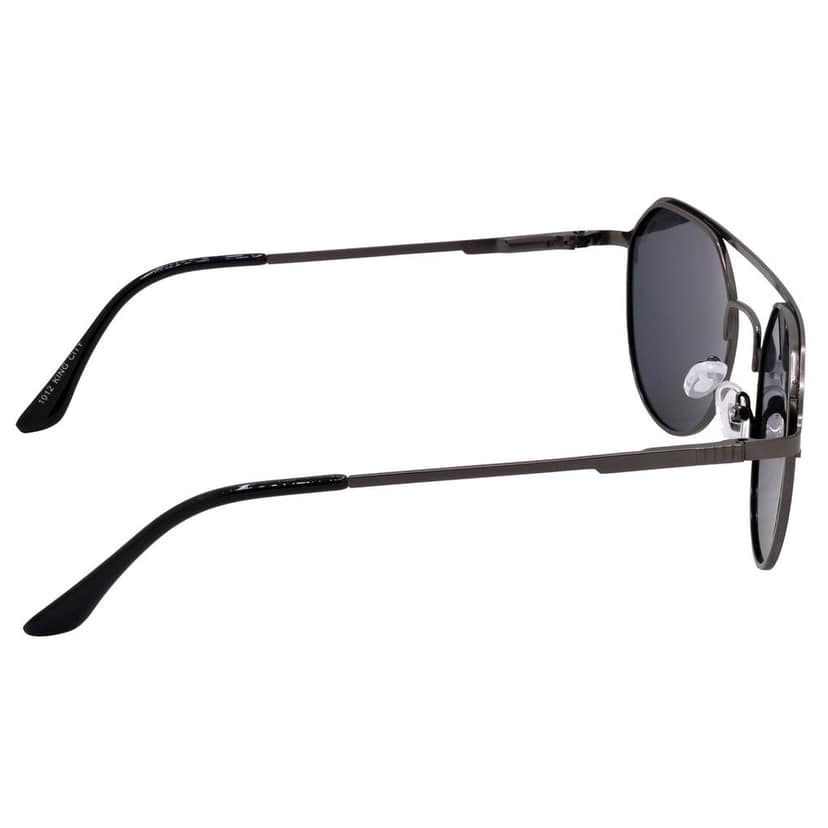 Stylish Round Full-Frame Metal Polarized Sunglasses for Men and Women | Black Lens and Grey Frame | HRS-KC1012-GRY-BK-P view 4