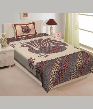 ABHACLOTHO Cotton 1 Single Bedsheet with 1 Pillow Cover ( Multicolor )