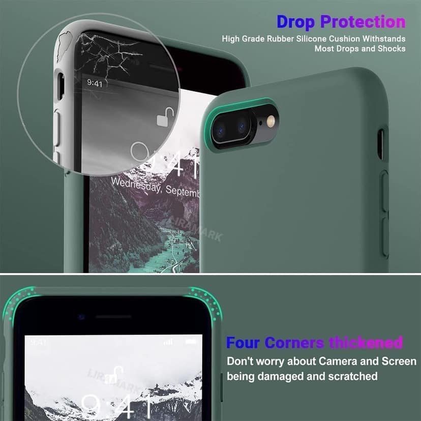LIRAMARK Liquid Silicone Soft Back Cover Case for Apple iPhone 7 Plus / 8 Plus view 5