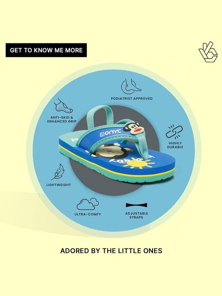 Premium Monkey V-Shape Flip-flops With Adjustable BackSupport - Blue (Unisex) view 10