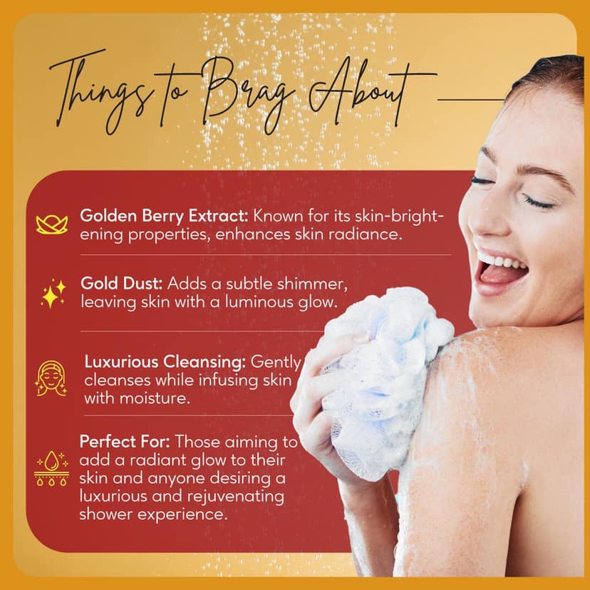Careberry Golden Berry & Gold Dust Brightening Body Wash - Hyaluronic, Niacinamide, Salicylic Blend, Sulphate & Paraben Free, Vegan & Cruelty Free For All Skin Types - 100 ml view 7