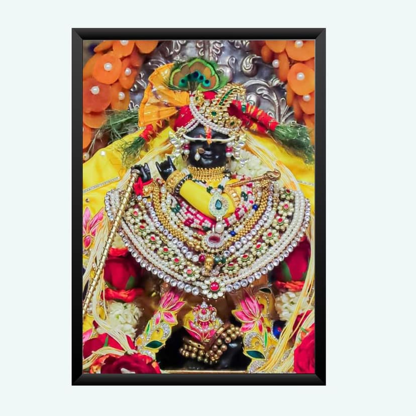 NOKKES Radha Raman ji Vrindavan Radha Raman Thakur Ji Black Photo Frames Religious Photo frame 5X7 Inch Photo Frame_QWW101