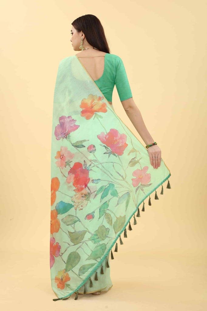 Women's Floral Digital Printed Saree view 3