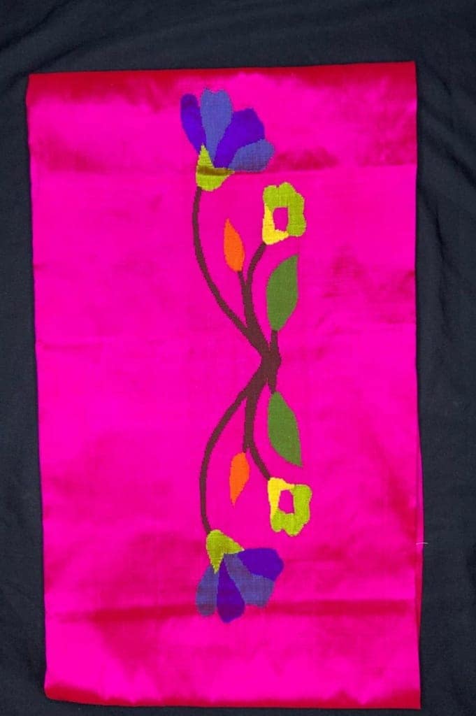 Designed by VMI - Blouse Fabric - Handloom Pure Silk -Fuscia Pink with Flower Motifs view 2
