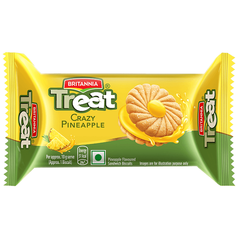 Britannia Treat Crazy Pineapple Cream Biscuit - Ready To Eat, 50 G view 2
