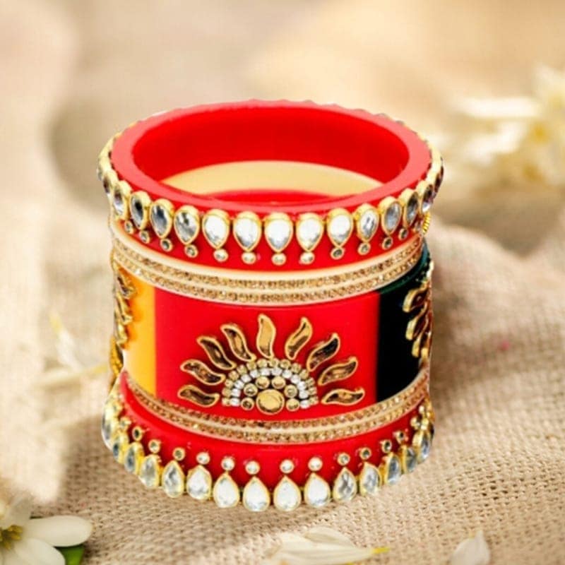 Glamorous Multi Colour Gold-Plated Wedding Chuda view 3