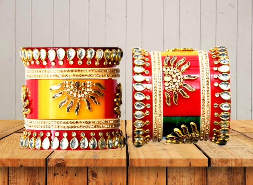 Glamorous Multi Colour Gold-Plated Wedding Chuda view 5