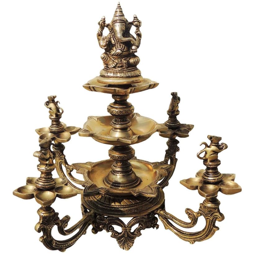 Brass Showpiece Ganesh Multi Deepak (BSMAS907 A) view 2