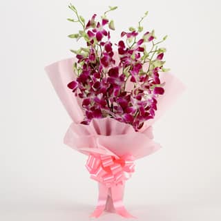 Splendid 6 Purple Orchids Bouquet