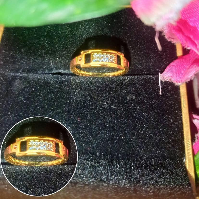 Chic Gold Plated Alloy Ring for Women – Adjustable Size with Sparkling Zircon Design view 2