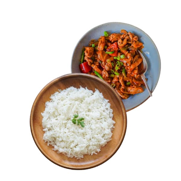 Schezwan Chicken With Rice Meal