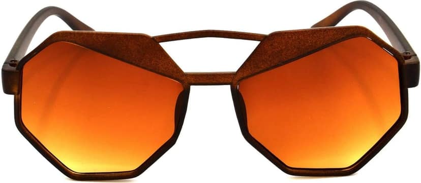 HRINKAR Unisex Round Sunglasses Brown & Golden Frame, Brown Lens (Medium) - Pack of 2 view 2