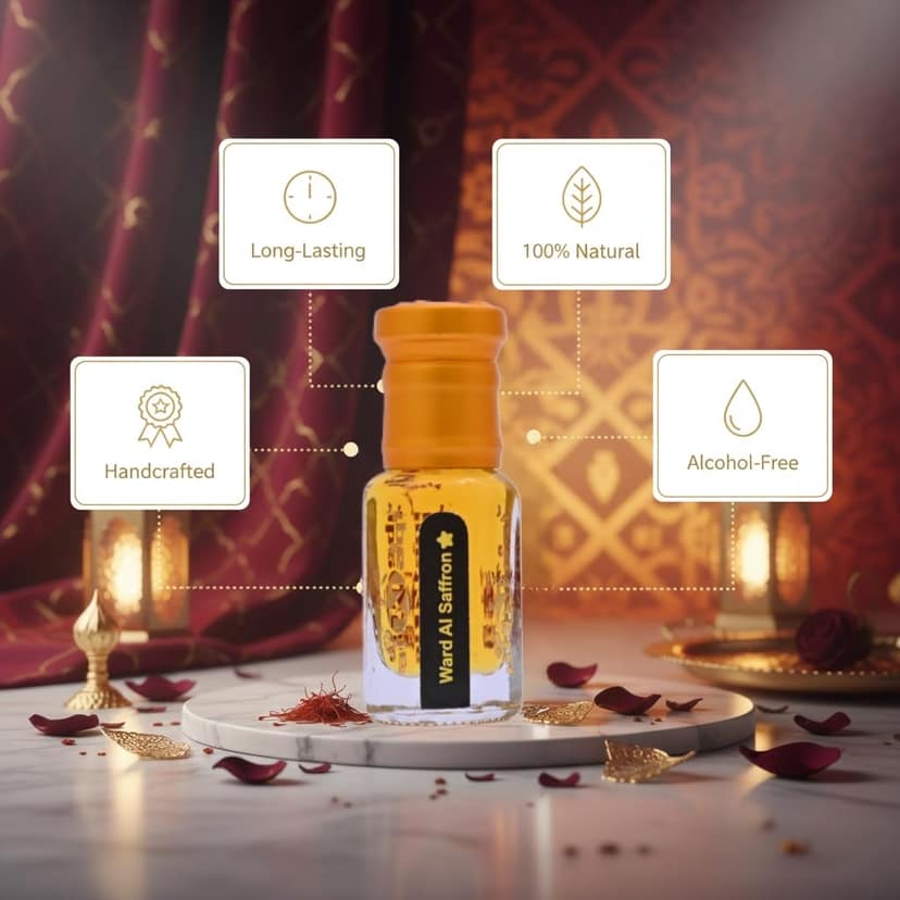 alnaqi fragrances Ward Al Saffron Attar| Perfume Oil | Unisex Arabian Attar | Alcohol-Free Roll-On | Long-Lasting Concentrated Perfume Oil with Saffron, Rose, Jasmine Sambac & Indian Oud view 4