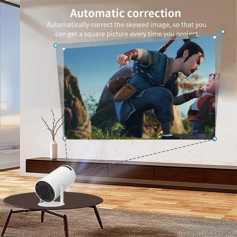 Smart Projector for Home 4K Support, Native 720p HD Resolution, 2500 Lumen, Rotabable Design, Speaker, Android 11 with Built-in Apps (Netflix, Prime, YouTube) WiFi, 100''Max Display view 3