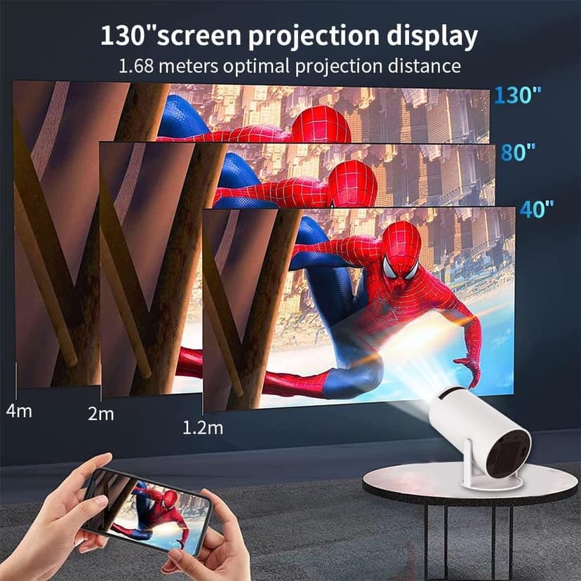 Smart Projector for Home 4K Support, Native 720p HD Resolution, 2500 Lumen, Rotabable Design, Speaker, Android 11 with Built-in Apps (Netflix, Prime, YouTube) WiFi, 100''Max Display view 4