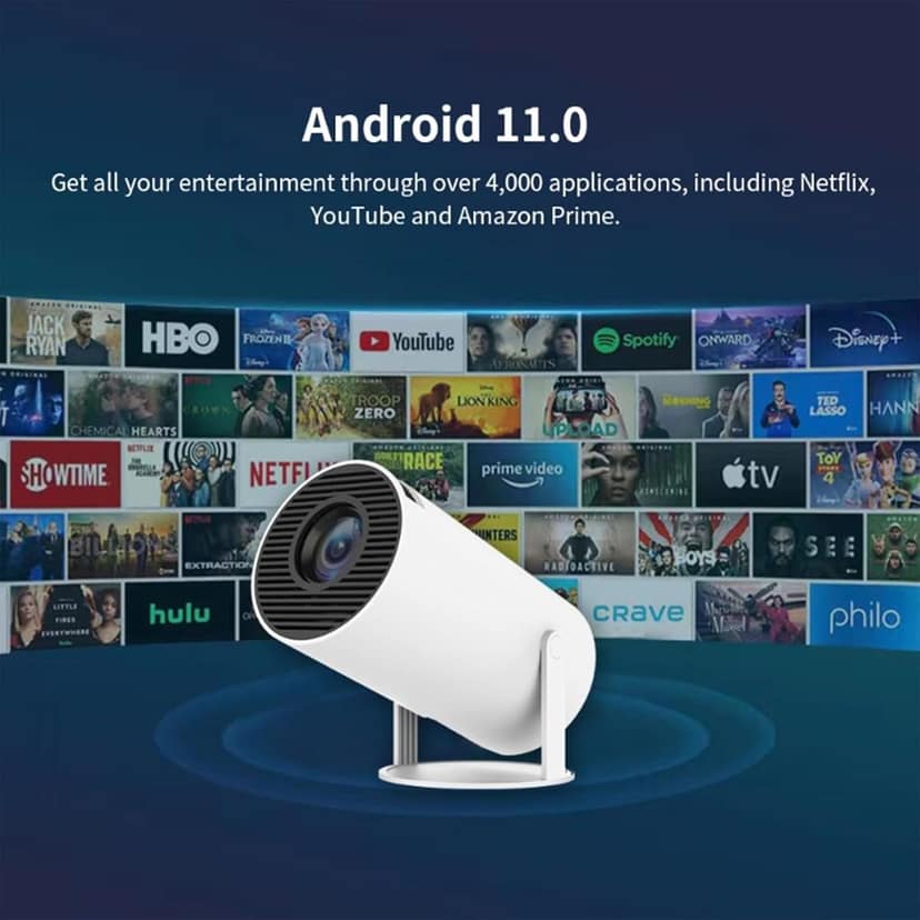 Smart Projector for Home 4K Support, Native 720p HD Resolution, 2500 Lumen, Rotabable Design, Speaker, Android 11 with Built-in Apps (Netflix, Prime, YouTube) WiFi, 100''Max Display view 5