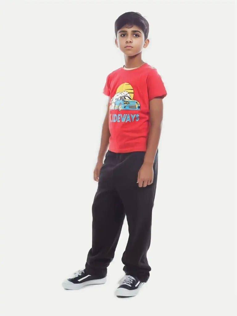 Teen Boys Comfy Black Solid Cotton Pants view 2