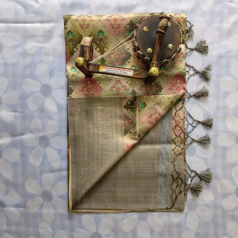 Silk Cotton Saree with Blouse view 2