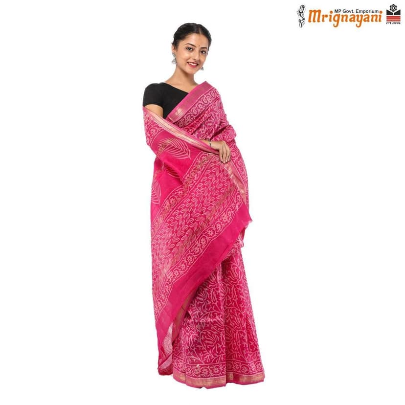HANDLOOM MAHESHWARI SILK SAREE WITH BLOUSE (SKU - 3I0102170522, SAREE-1050) view 2